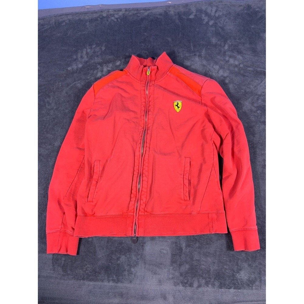Ferrari Scuderia Men's Full Zip Track Jacket Red Sweatshirt XL Shield Logo